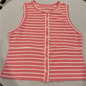 Pink Striped Sleeveless women tank Top sz xl